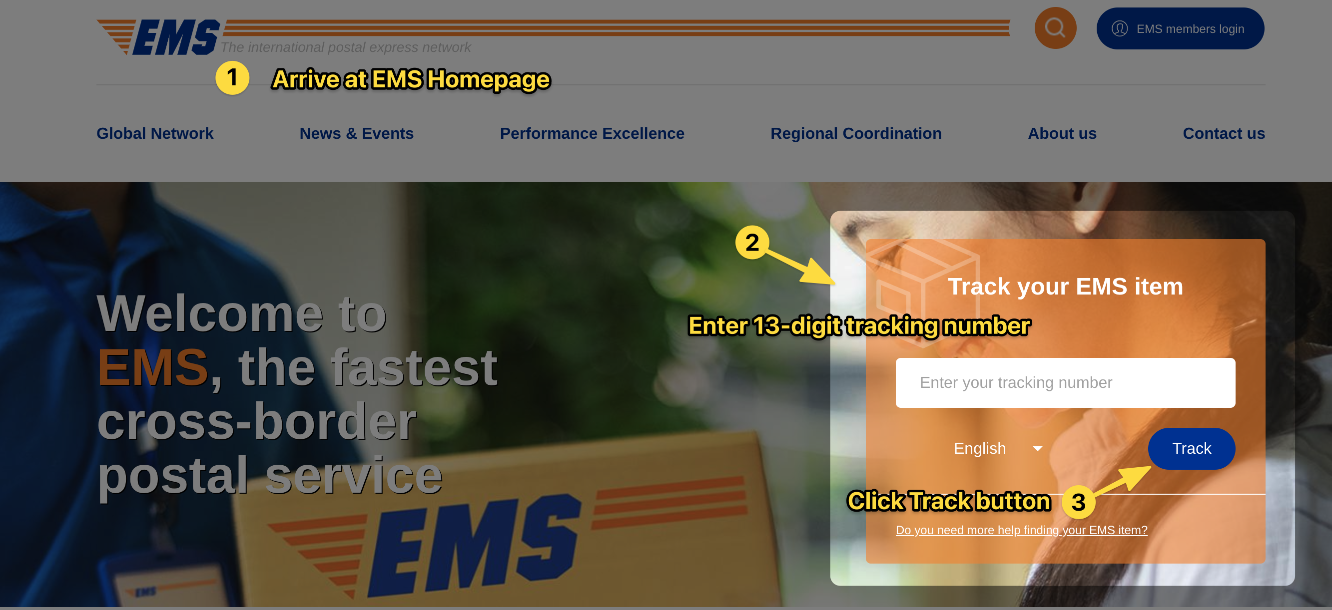 Це знімок екрана, зроблений на домашній сторінці EMS.