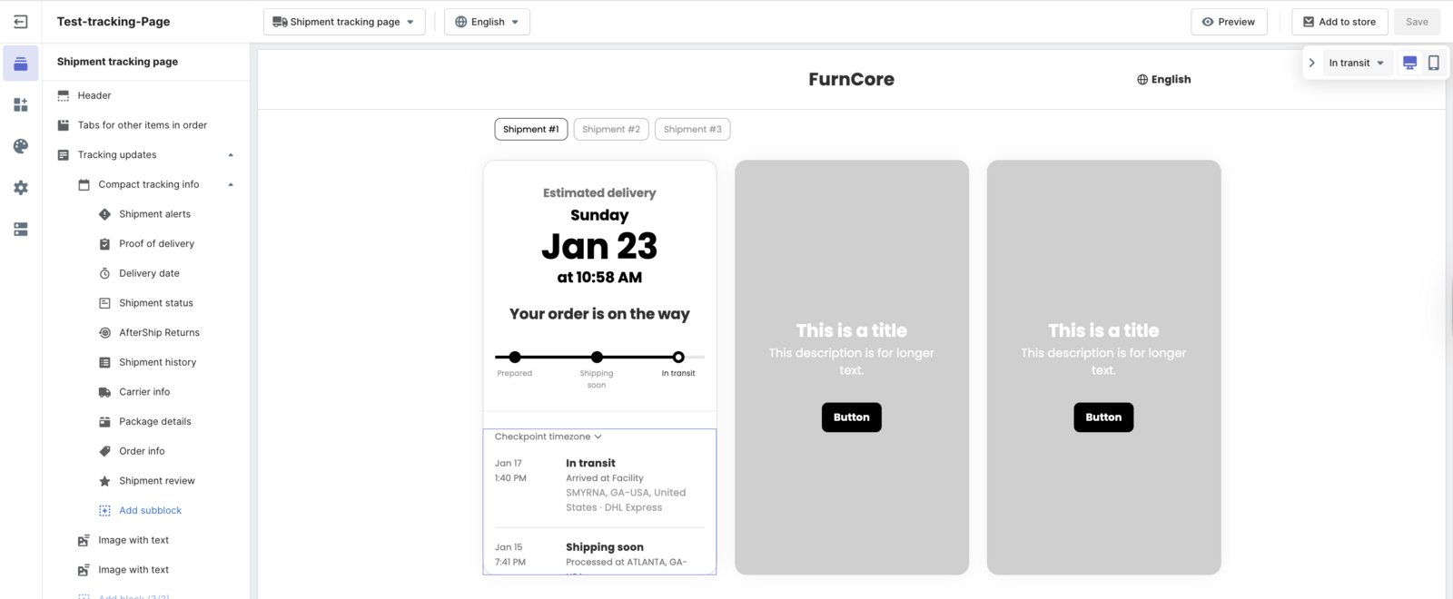 AfterShip Tracking branded tracking page editor