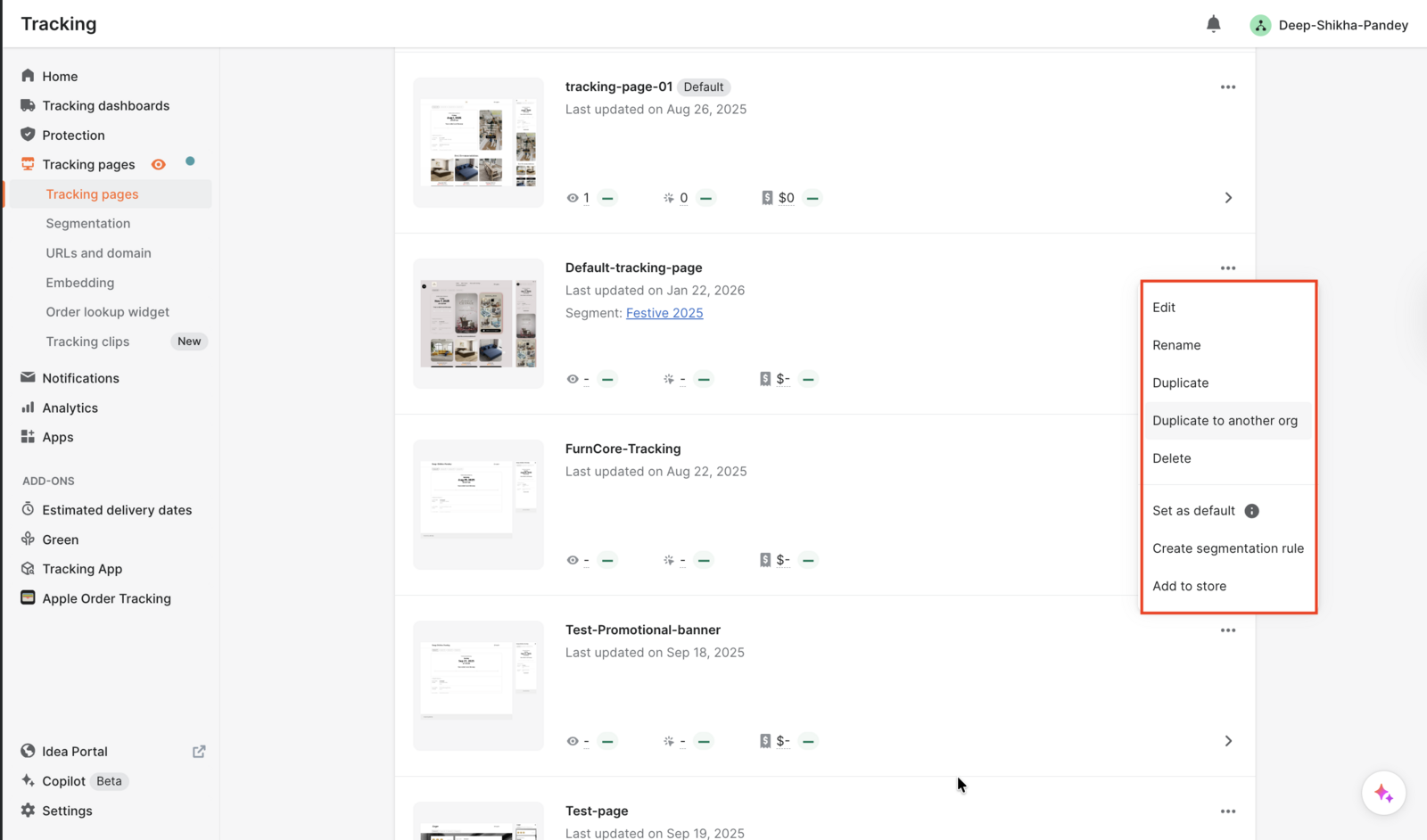 AfterShip Tracking — Multi-organization management