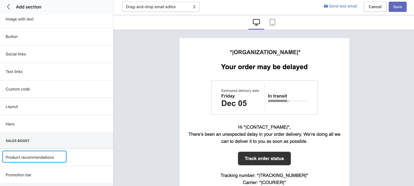 AfterShip Tracking — Product recommendations widget