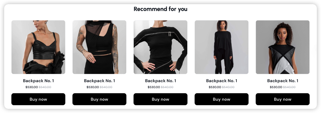 An AfterShip branded tracking page showing personalized product recommendations a shopper can buy from.